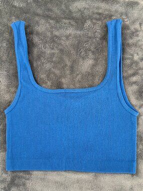 Cotton On Abbie Seamless Micro Crop Tank, Blue, XS/S